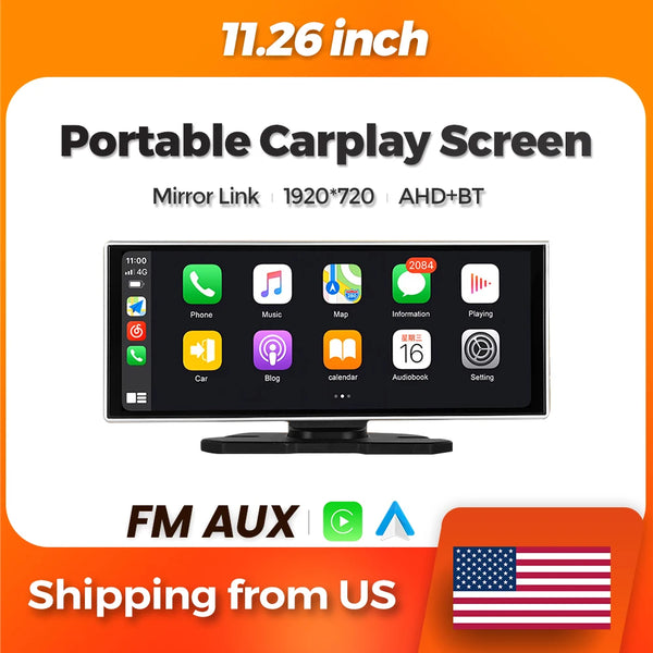 11.26" Linux System Portable installation Car Multimedia Player Carplay Android Auto IPS Screen Support DSP FM AUX Camera SD