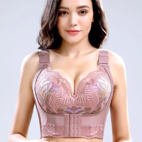 Wire Free Bras for Women C/D Cup 36-46 - Plus Size Comfort Push Up Bra with 3D Foam Cups, Breathable Non-Wired Underwear